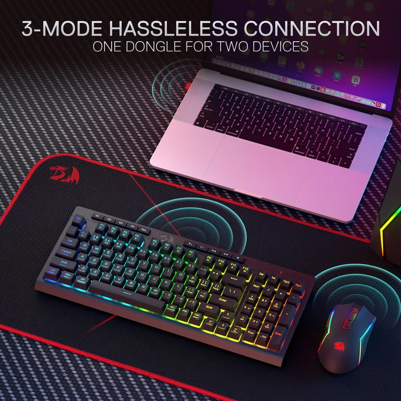 (Open-box) RYLO PRO S142 Membrane Keyboard & Mouse Tri-Mode Combo