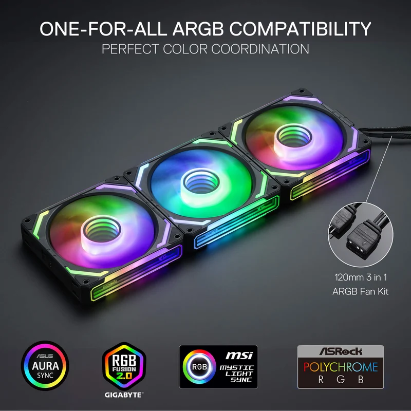 (Open-box) GCF012 Reverse 120mm ARGB PC Case Fan