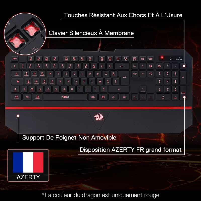 PEGASUS K502 Clavier De Jeu À Membrane Filiaire (French Layout Only)
