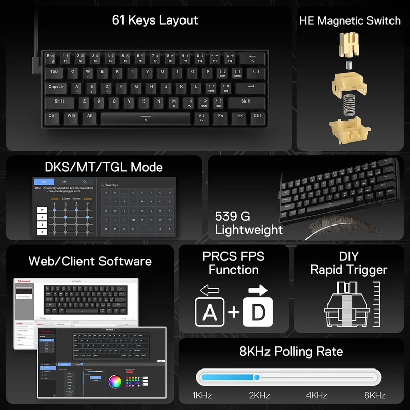 FIZZ K617 Black (Magnetic Hall Effect Keyboard)