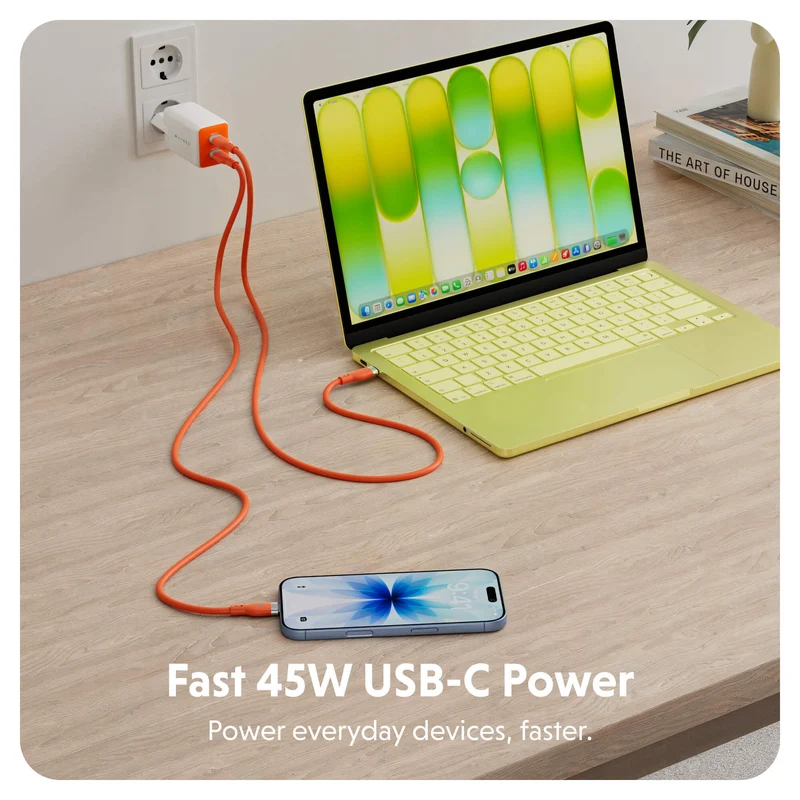Chargeur mural HyperJuice Flex 45 W GaN - Orange (UE)
