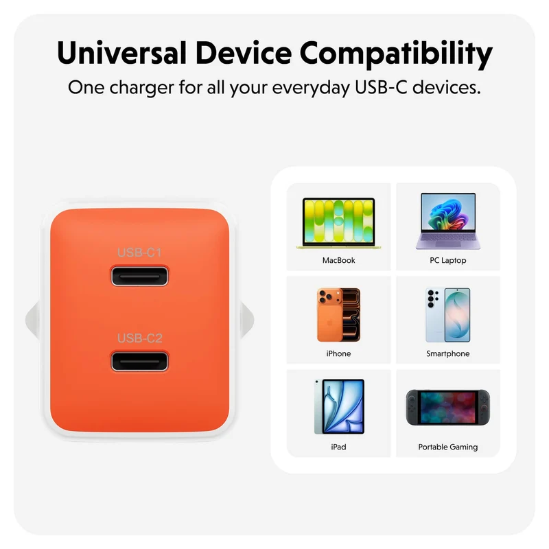 Chargeur mural HyperJuice Flex 45 W GaN - Orange (UE)