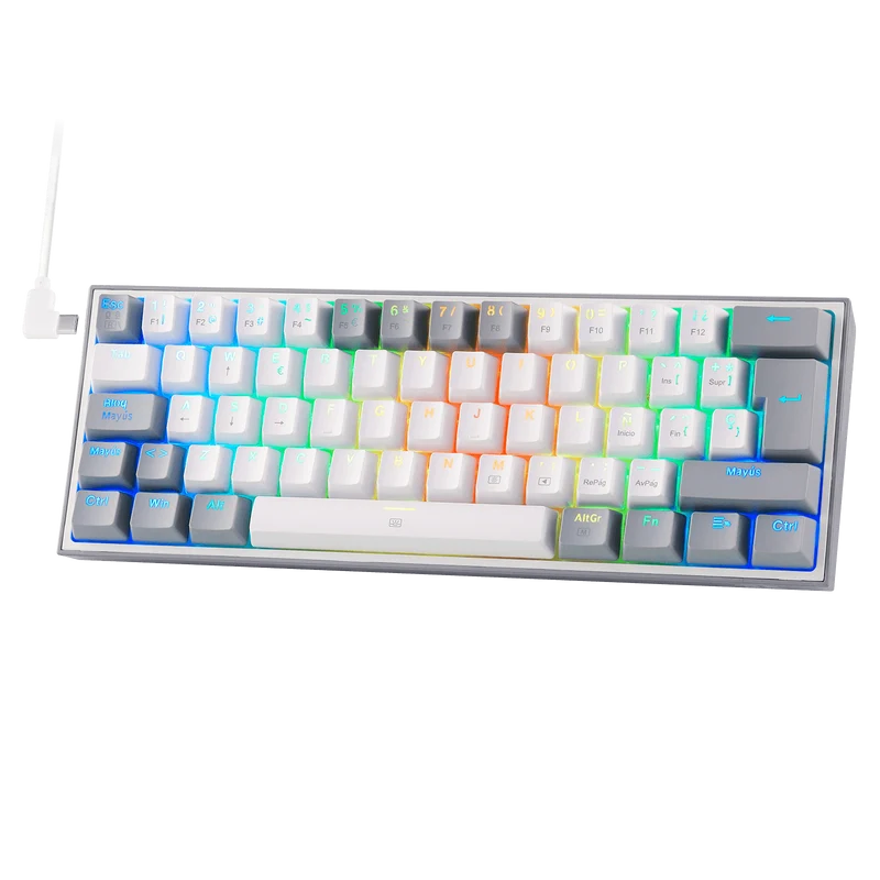 FIZZ K617ES Teclado Mecánico Mini 60% – Blanco y Gris