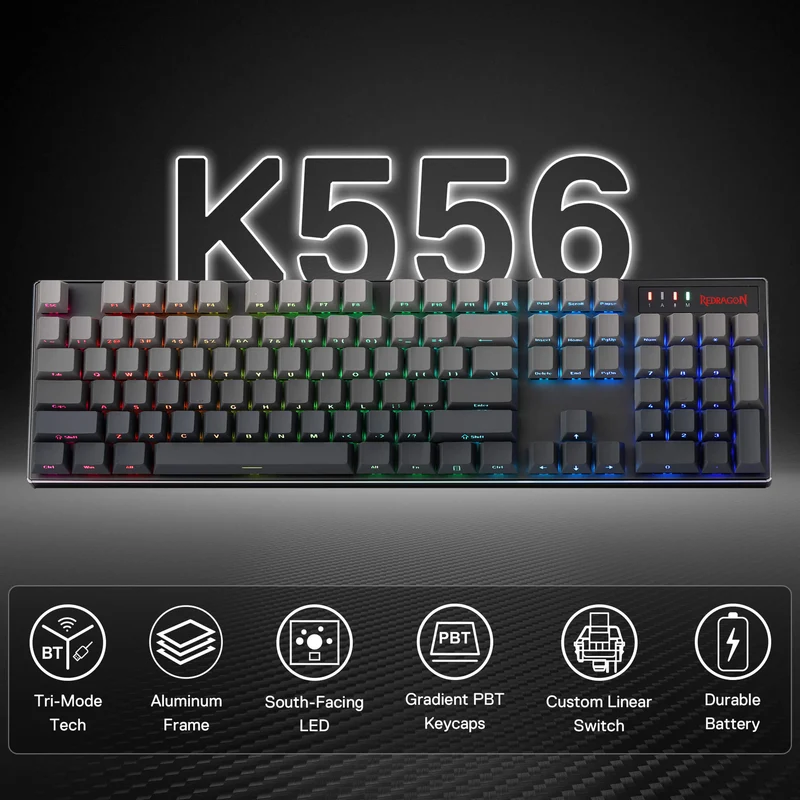 DEVARAIAS K556 PRO Aluminum Keyboard (Side Printed PBT Keycaps)
