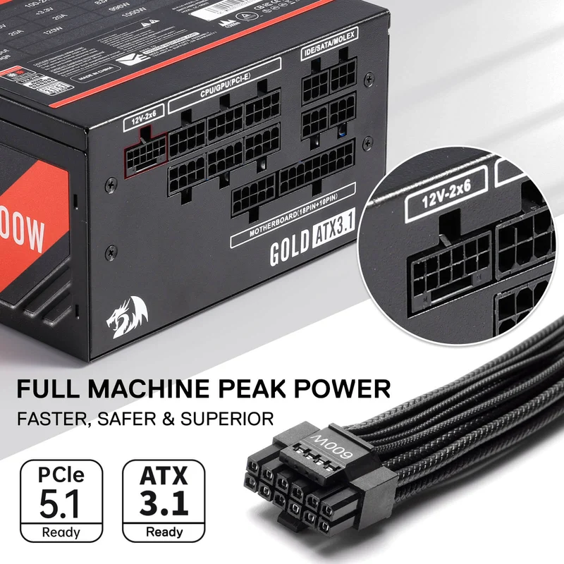 MASTER RGPS PRO 1000W 80 Plus® Gold ATX 3.1 PSU (Black & White)