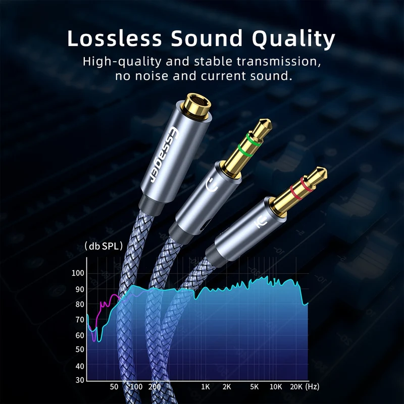 Essager Splitter Cable (1 Female 3.5mm Jack to 2 Male 3.5mm Jack)