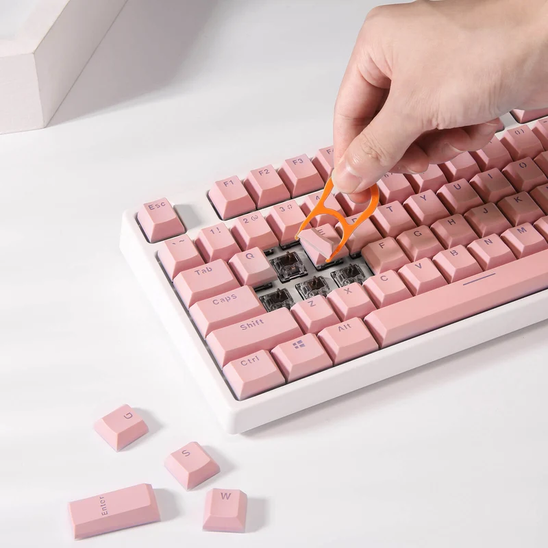 (Only Keycaps) Redragon X LTC Double Shot PBT 104 Keycaps Set with Translucent Layer, Double Shot Keycaps for Mechanical Keyboard - Macaron Pink