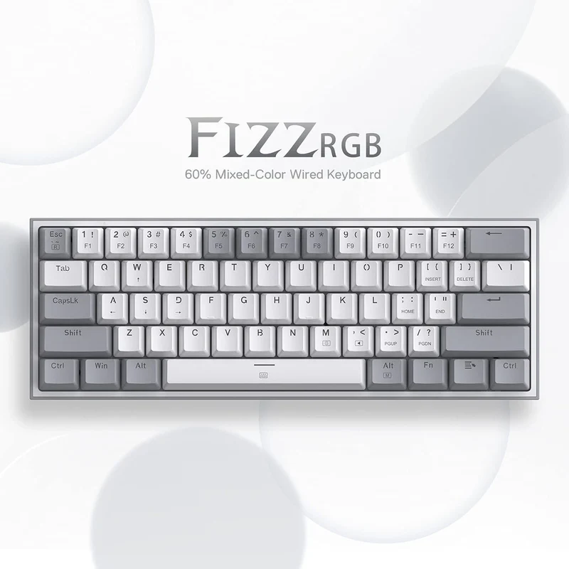 FIZZ K617 60 White & Grey Small Mechanical keyboard