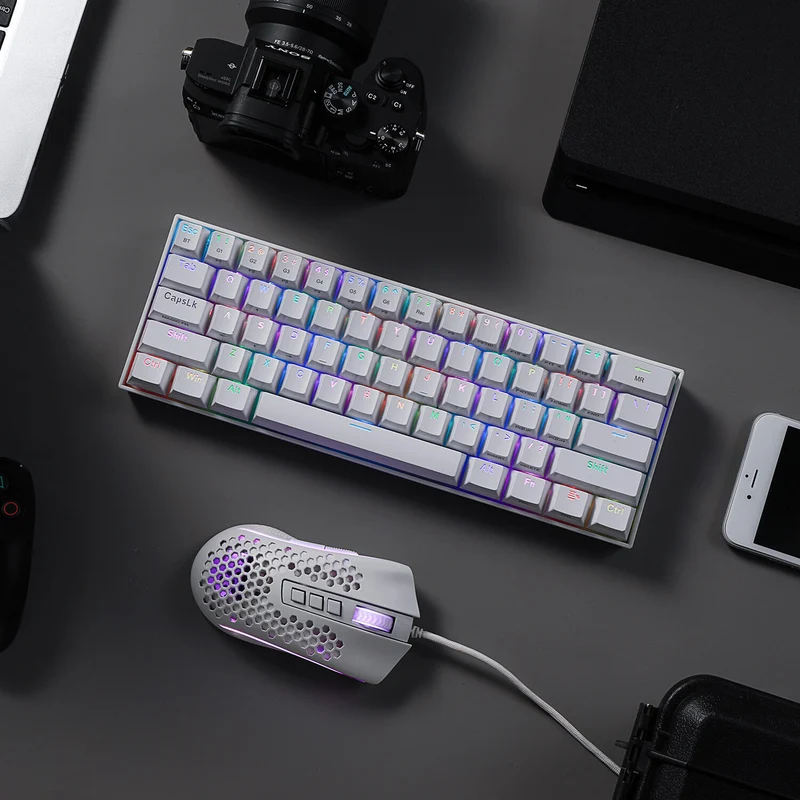K530 PRO 60% RGB Wireless Mechanical White Keyboard (Brown Switch) M808 White Lightweight RGB Gaming Mouse Bundle