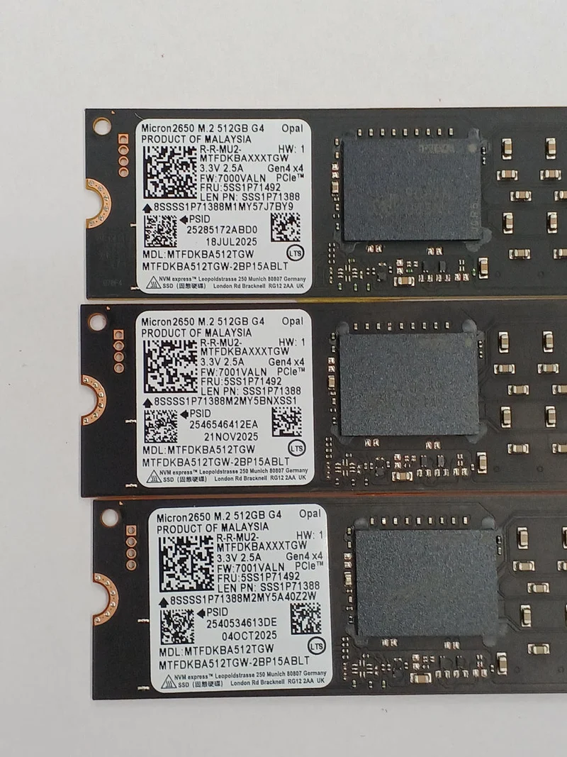 Ensemble de 3 disques SSD M.2 NVMe 2280 512 Go (PCIE GEN4) MICRON
