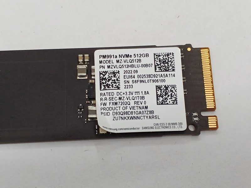 SSD M.2 SAMSUNG MVNE 512 Go MZ-VLQ512B (PM991A)