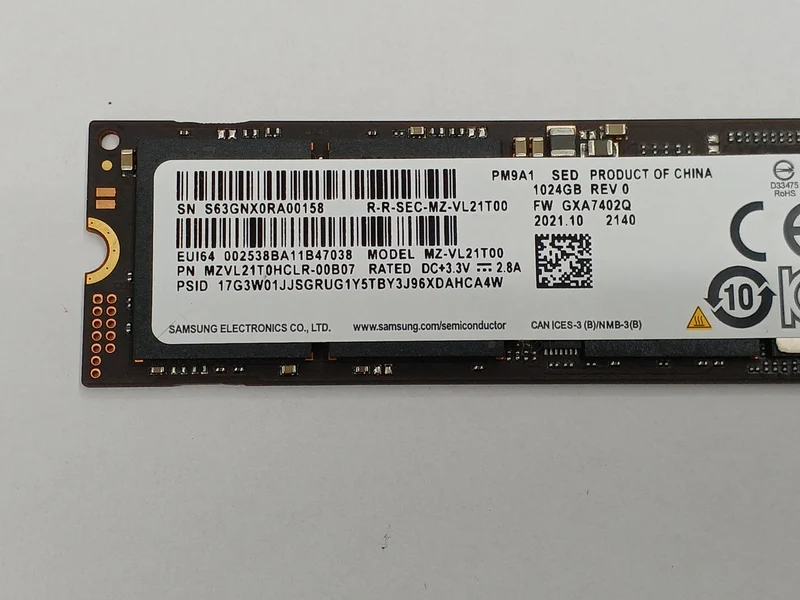 SAMSUNG M.2 NVME 2280 1 To MZ-VL21T00