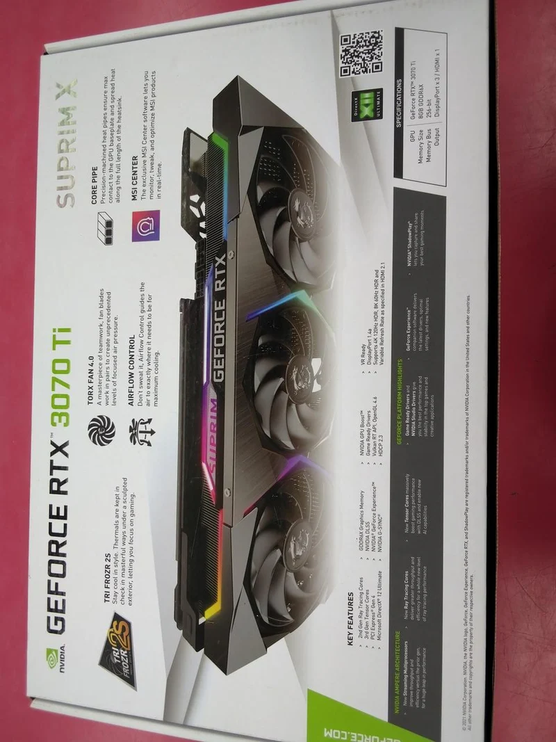 Carte graphique MSI : GEFORCE RTX 3070 TI SUPRIM X8G
