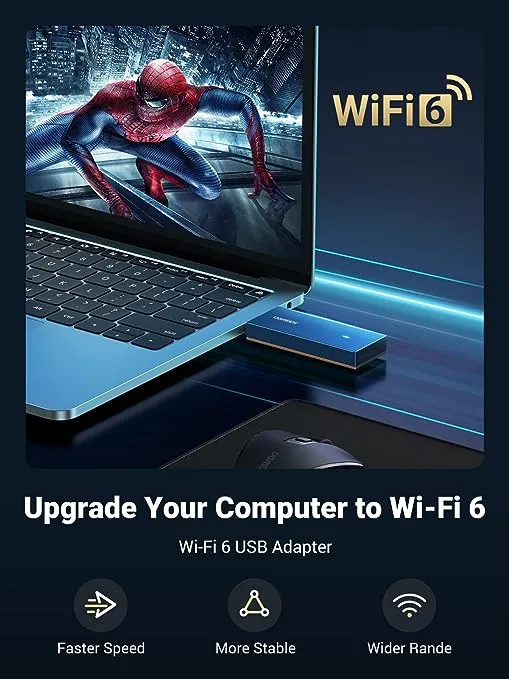 UGREEN Adaptateur Wifi6 WPA3 AX1800M 2.4Ghz/5Ghz USB Dongle