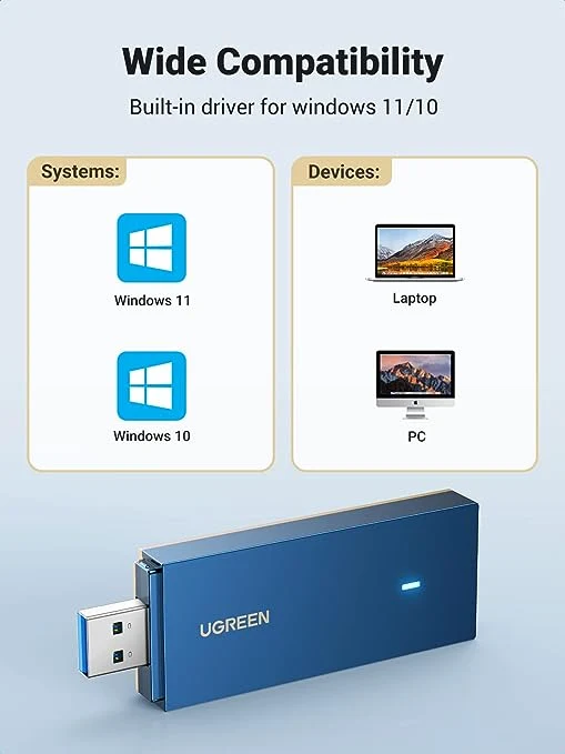 UGREEN Adaptateur Wifi6 WPA3 AX1800M 2.4Ghz/5Ghz USB Dongle