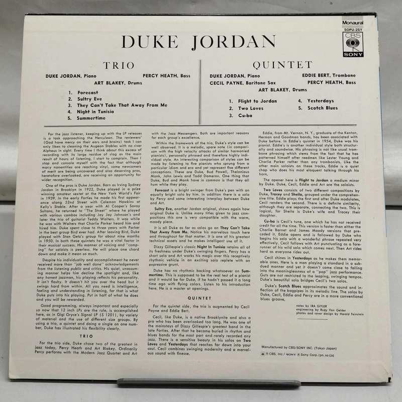SONY DUKE JORDAN SIGNAL S1202