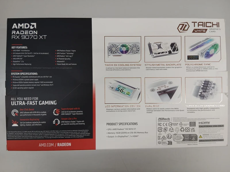 Carte graphique ASROCK RX9070XT TCW 16 Go