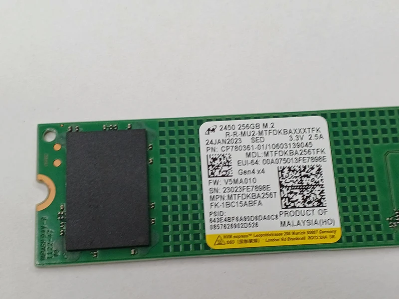 SSD MICRON M.2 NVMe 256 Go MTFDKBA256TFK