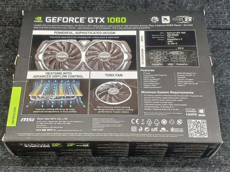 Carte graphique MSI : GTX 1060 ARMOR 6G OC