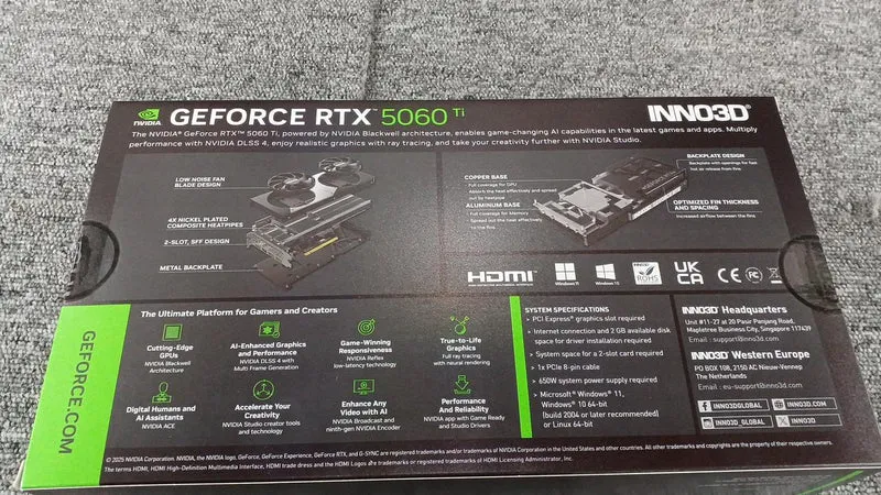 Carte graphique NVIDIA GeForce RTX 5060 Ti 8 Go non ouverte