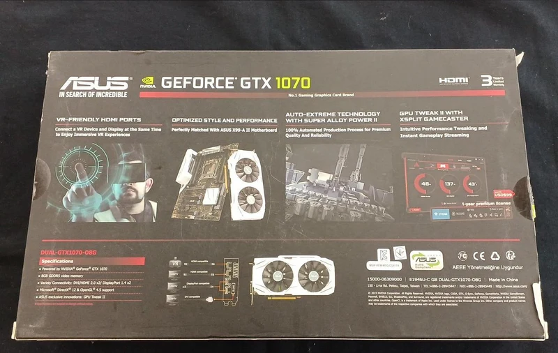 Carte graphique ASUS : DUAL-GTX1070-O8G