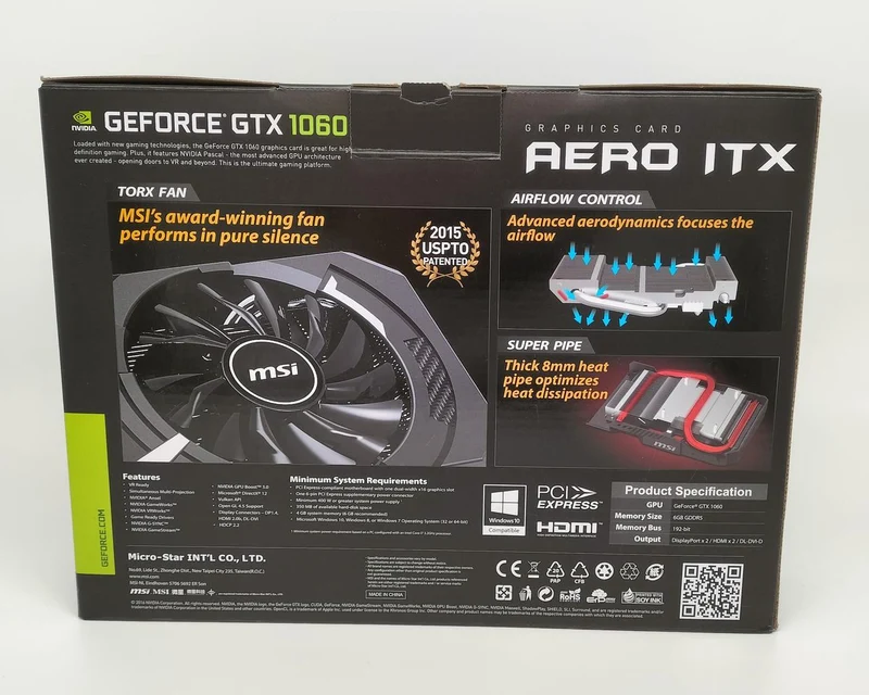 Carte graphique MSI GTX1060 AERO ITX 6 Go