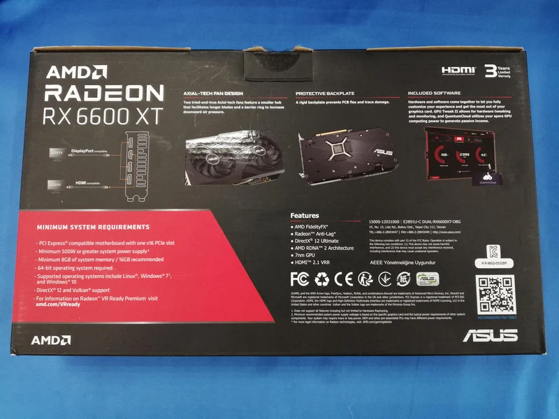 Carte graphique ASUS : DUAL-RX6600XT-O8G