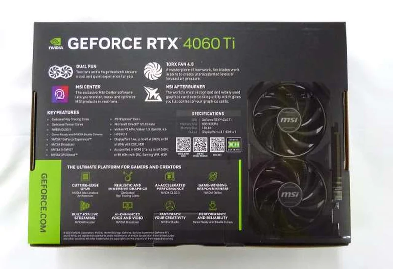 Carte graphique MSI : GEFORCE RTX 4060 TI VENTUS 2X