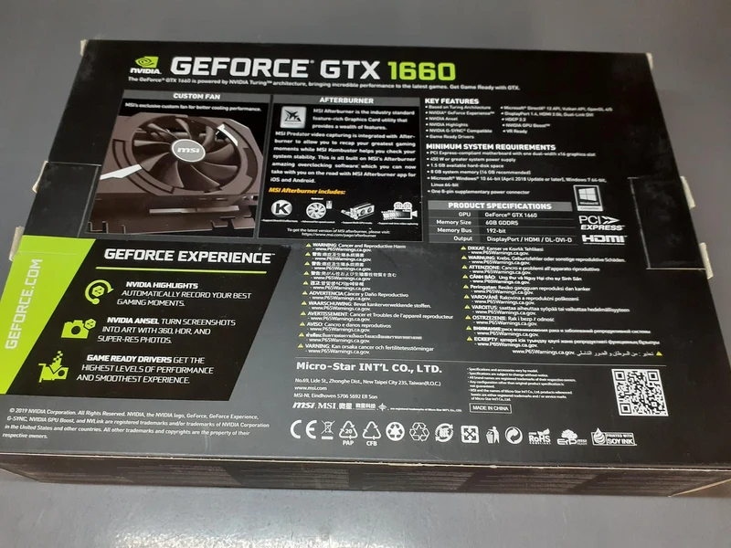 Carte graphique MSI GTX1660 AERO ITX 6G OC