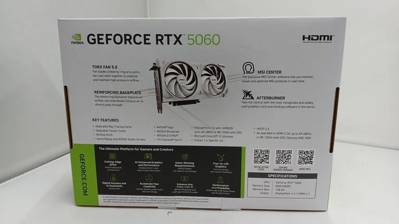 Carte graphique MSI : GeForce RTX5060 8G VENTUS 2X O