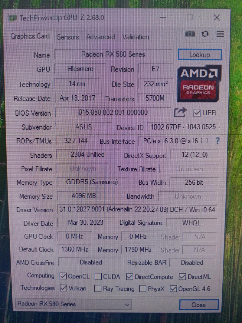 Carte graphique ASUS DUAL-RX580-O4G