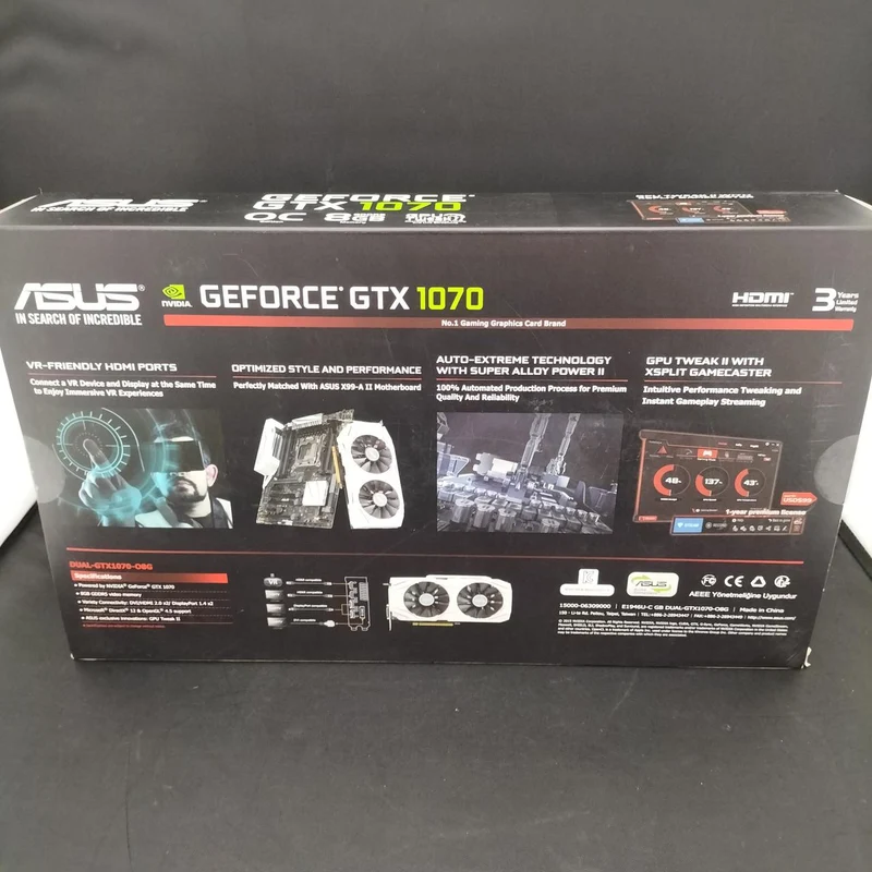 Carte graphique ASUS PCI-EXPRESS compatible NVIDIA DUAL-GTX1070-08G