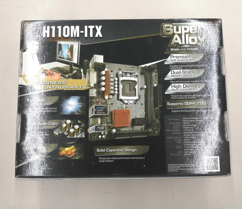Carte mère ASROCK H110M-ITX / Processeur Intel Pentium G4560 H110M-ITX