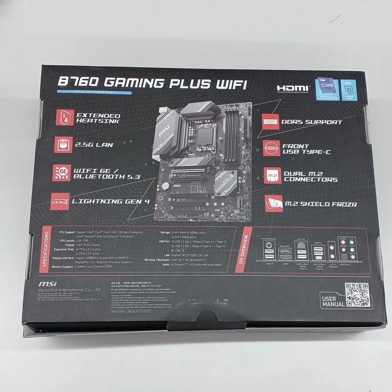 Carte mère MSI compatible Intel B760 GAMING PLUS WIFI