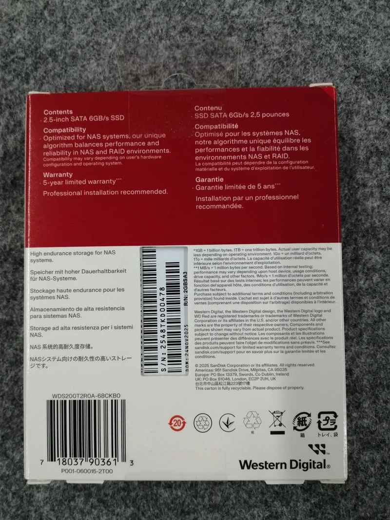 SSD interne SANDISK 1 To ou plus WDS200T2R0A-68CKBO