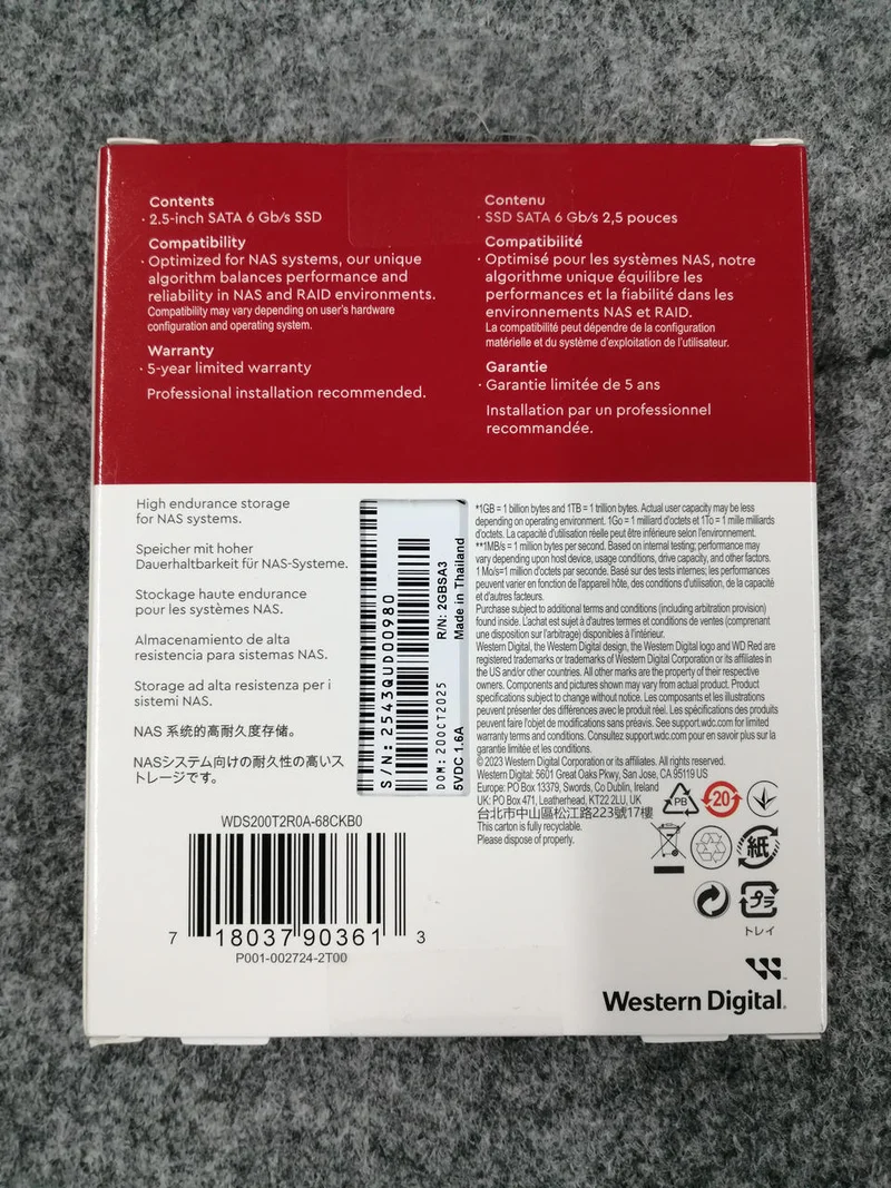 SSD WESTERN DIGITAL 2.5 pouces WDS200T2R0A-68CKB0