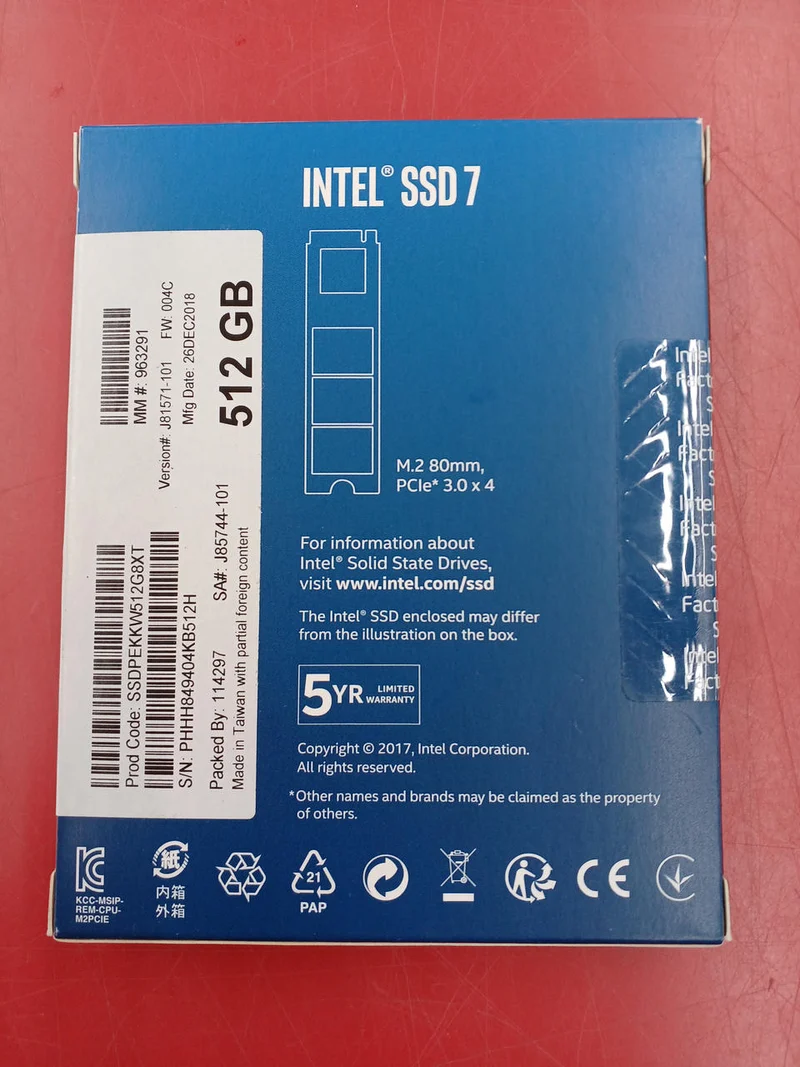 SSD INTEL 512 Go SSDPEKKW512G8XT