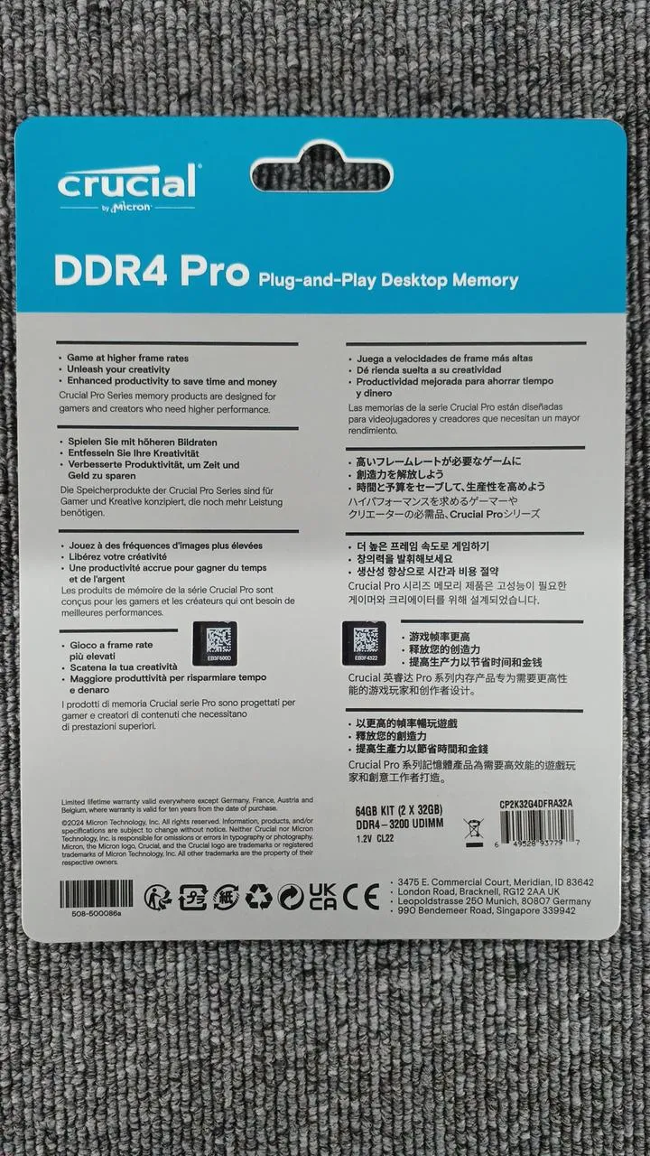 Mémoire CRUCIAL DDR4 CP2K32G4DFRA32A