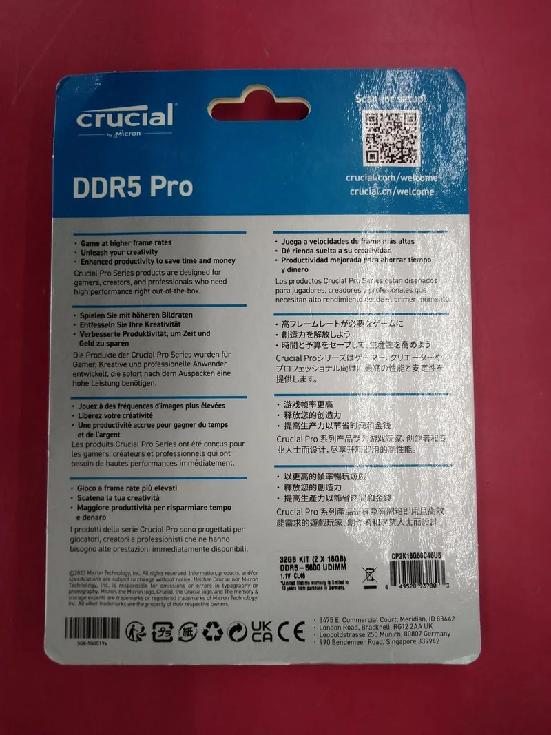 Mémoire CRUCIAL DDR5 CP2K16GB55C48UB