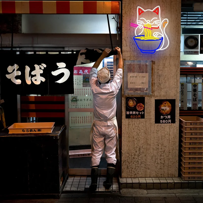 Néon Mural - Chat Ramen
