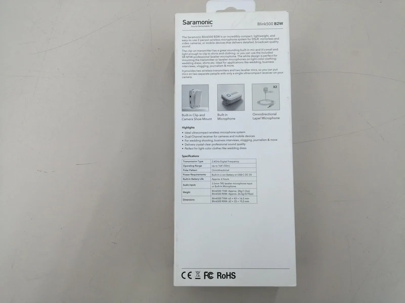 Système de microphone sans fil SARAMONIC BLINK500 B2W (non ouvert)