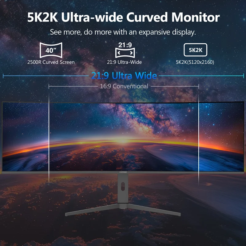 Z-EDGE UG40 40" 120Hz 5K2K 5120x2160 Ultrawide Curved Gaming IPS Monitor