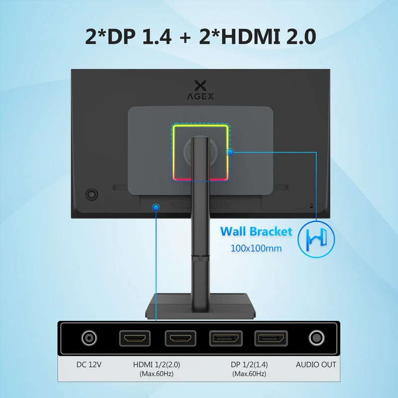 AGEX A27I4K 27" 4K IPS Monitor, Adjustment Stand