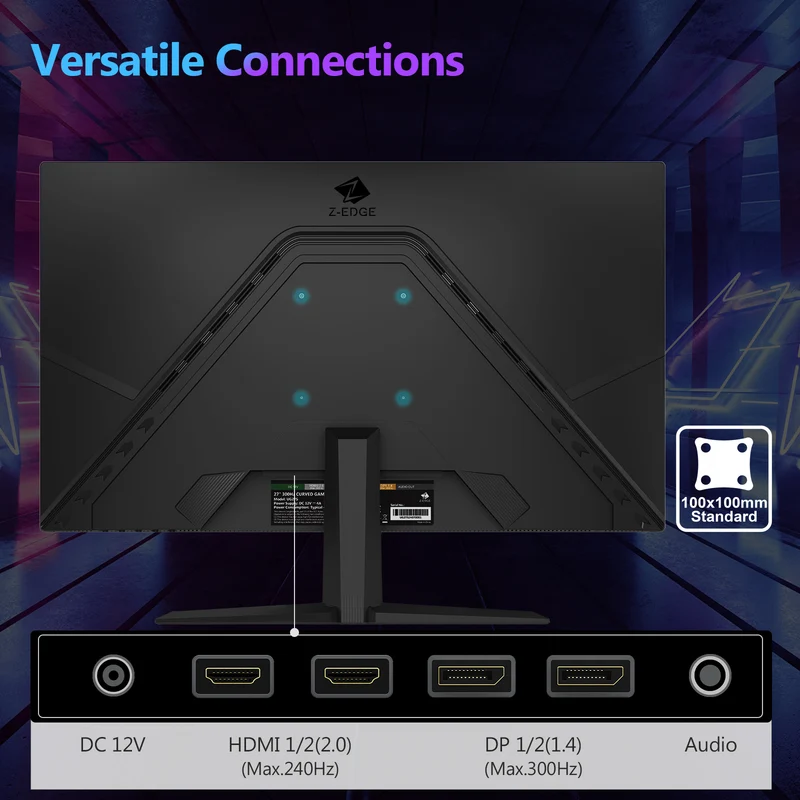 Refurbished: 27" 300Hz Curved Gaming Monitor, 1ms 16:9 FHD 1080P Frameless Curved Monitor