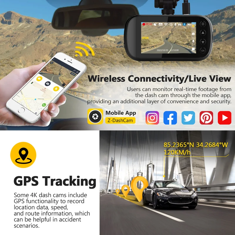 Refurbished: Z-EDGE Z3D 4K + 1080P Dual Dash Cam
