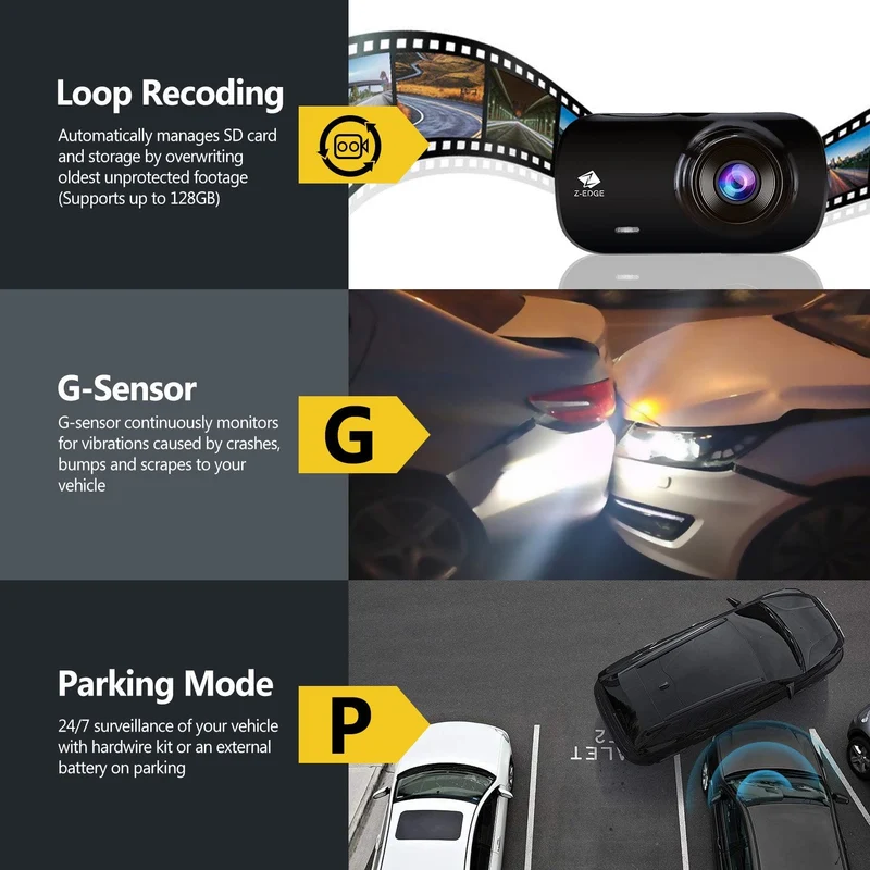 Refurbished: Z-EDGE Z3D 4K + 1080P Dual Dash Cam