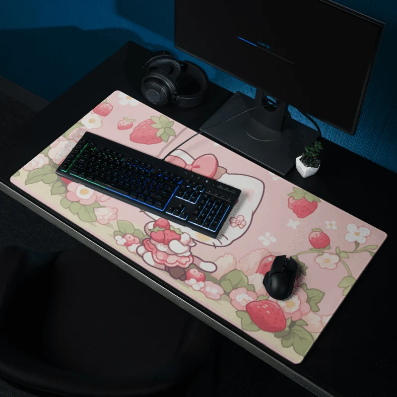 Tapis De Souris Kawai Chaton Rose Fraise