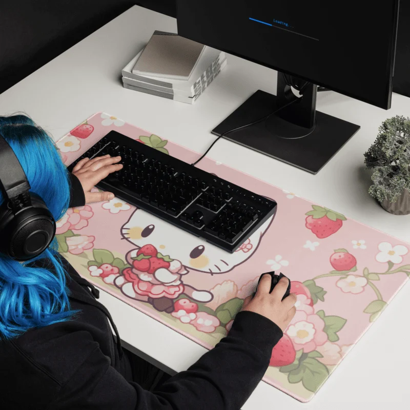 Tapis De Souris Kawai Chaton Rose Fraise