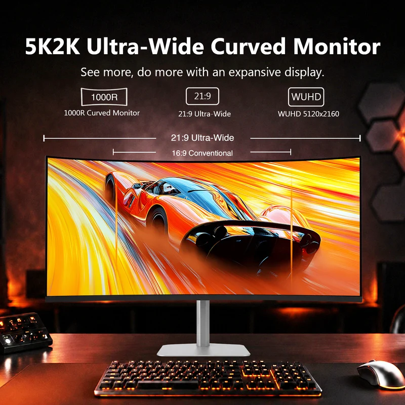Z-EDGE UG40P 40” 5K2K WUHD 180Hz Dual-Resolution Dual-Refresh Rate (WFHD 360Hz) 21:9 1000R Curved Gaming Monitor, Built-in Speaker