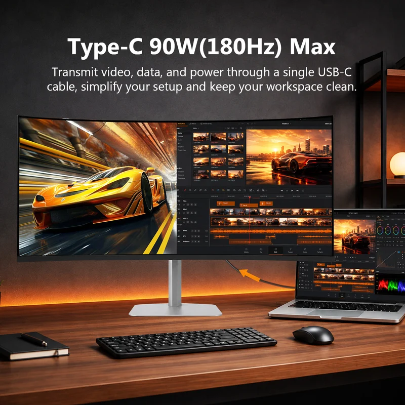 Z-EDGE UG40P 40” 5K2K WUHD 180Hz Dual-Resolution Dual-Refresh Rate (WFHD 360Hz) 21:9 1000R Curved Gaming Monitor, Built-in Speaker